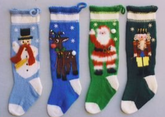 Four knitted Christmas stockings