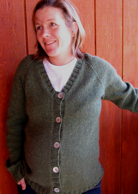A woman wearing a knitted sweater