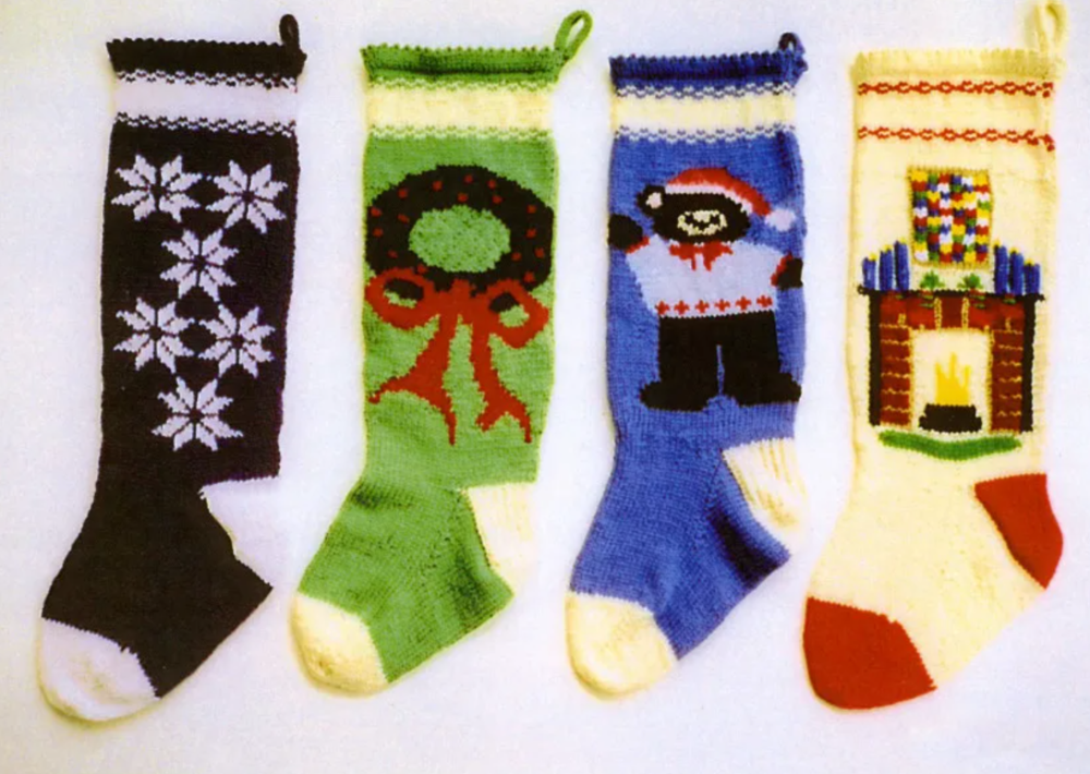 Four knitted Christmas stockings