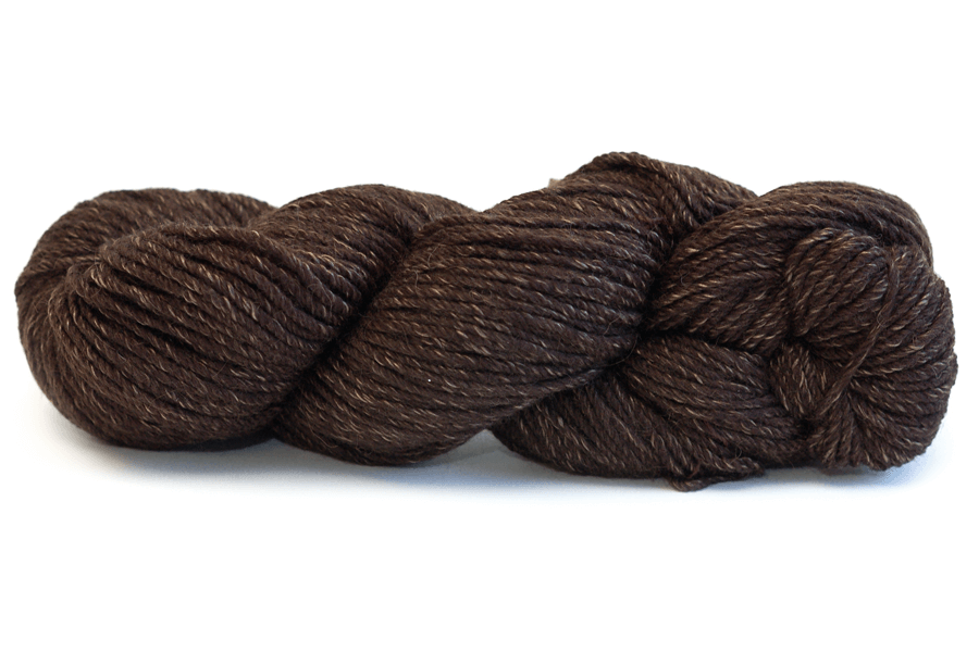 A photo of a brown hank of Simplinatural yarn.