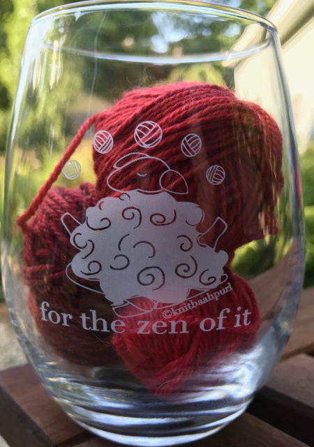 Knitbaahpurl Wine Glass for the zen of it