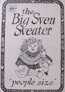 A picture of the cover of the knitting book titled "The Big Sven Sveater"