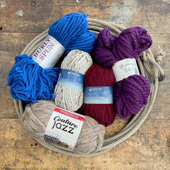 A lariat filled with super bulky weight yarn