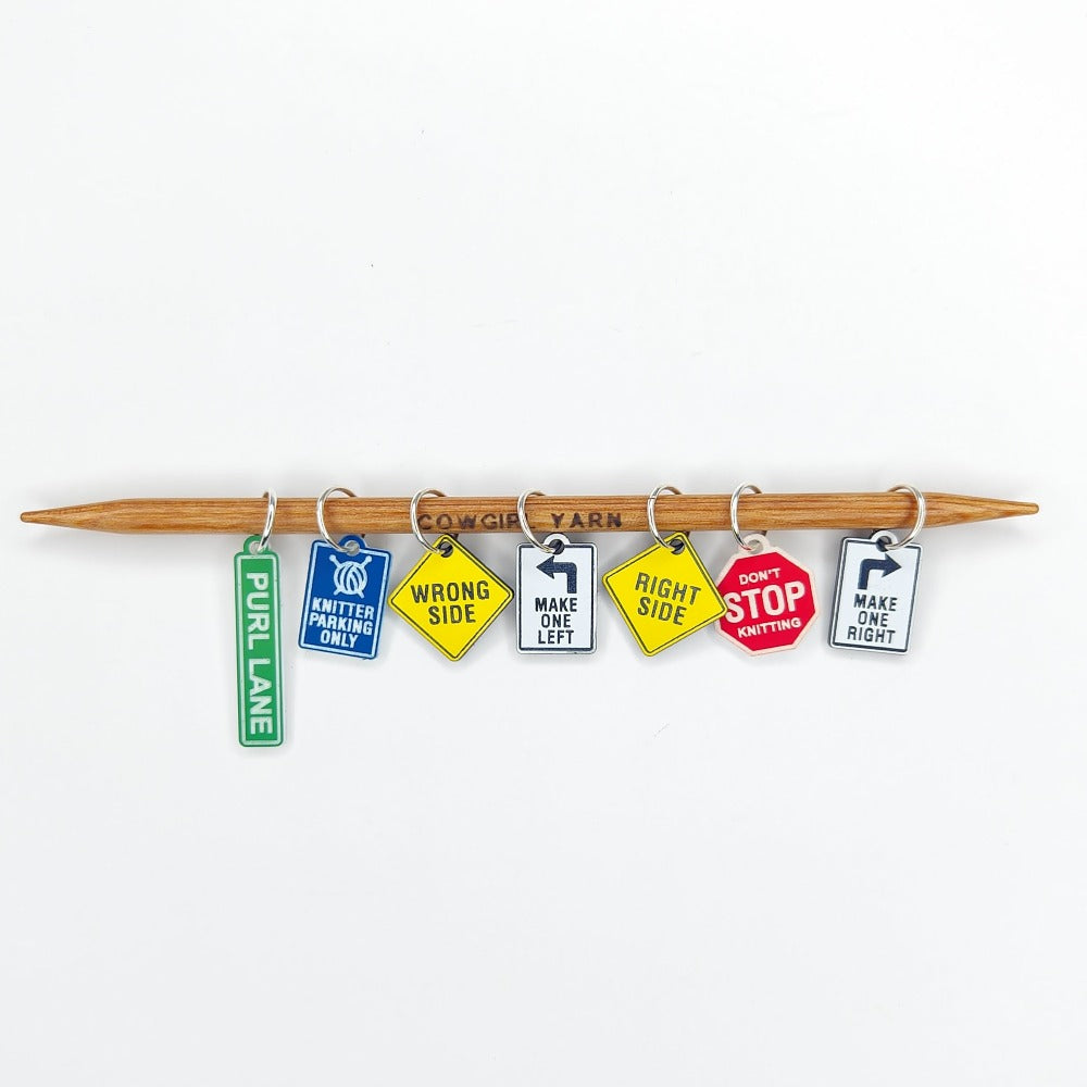 A Needle Runs Through It Stitch Markers traffic signs