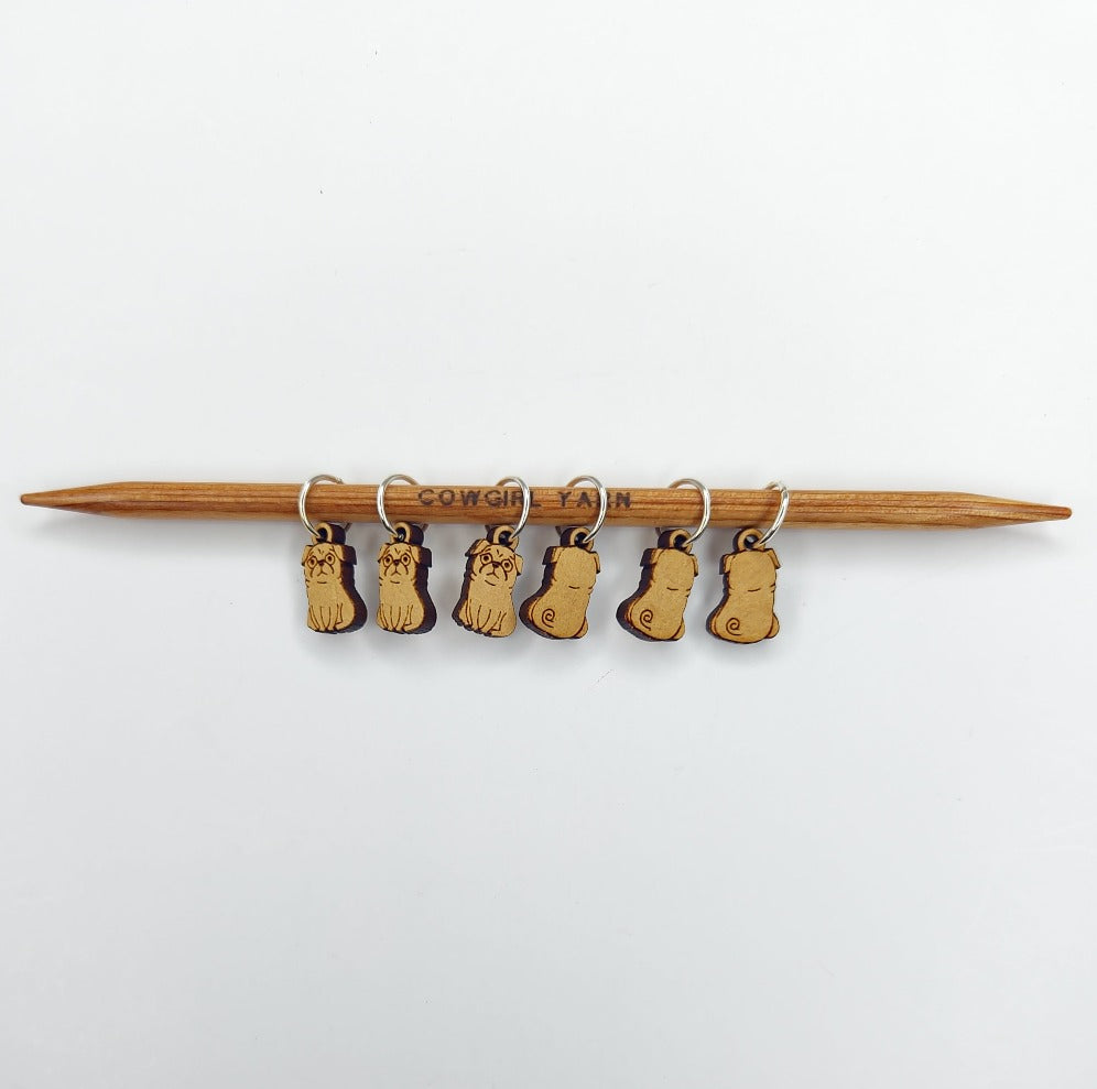 A Needle Runs Through It Stitch Markers little pugs