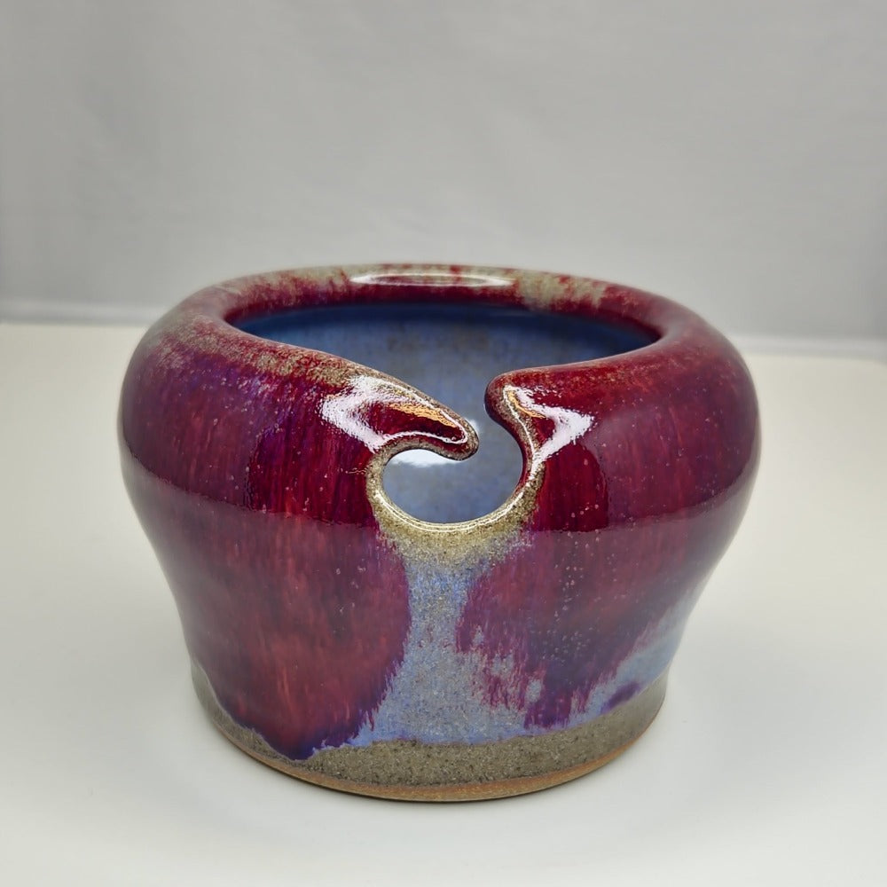 Muddy Mountain Pottery Yarn Bowl – Size 2, #53 color red and blue