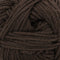 A close-up of dark brown yarn strands wound together, showing the texture and color of the fiber.