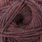 A close-up of twisted yarn strands in a heathered marled colorway of dark red, burgundy, and charcoal gray.