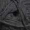 A close-up of dark gray plied yarn, showing the texture and color of the wool fibers.