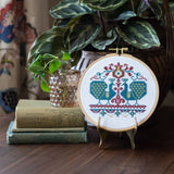 Vlachernai Peacocks - Cross stitch hoop kit from Avlea Folk Embroidery