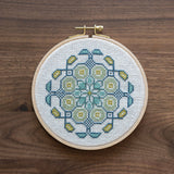 Mediterranean Medallion - Cross stitch hoop kit from Avlea Folk Embroidery