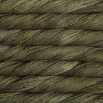 A close-up texture shot of twisted yarn or thread in a muted olive green color, filling the entire frame.