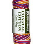 purple orange white red skein of yarn 