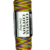 Pastel Pink, Blue, Yellow, Green, Orange striped skein of yarn