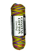 Pastel Pink, Blue, Yellow, Green, Orange striped skein of yarn