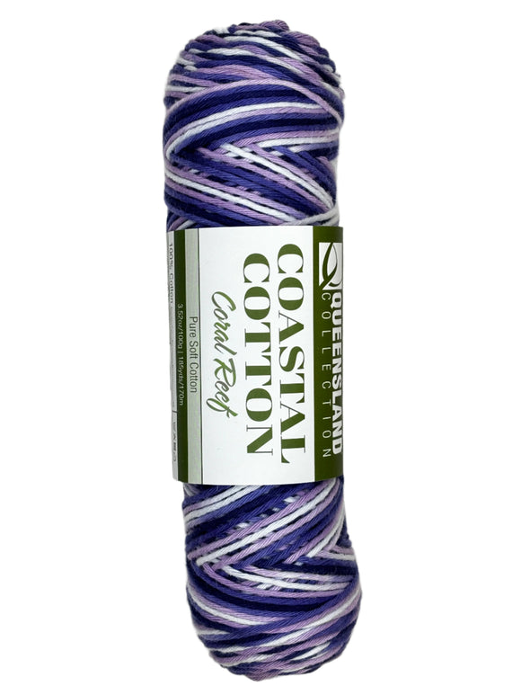 purple white skein of yarn 