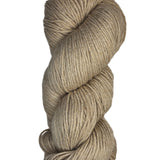 A skein of Berroco Vintage Wool Yarn in the color light brown beige