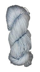 A skein of Berroco Vintage Worsted yarn color misty blue