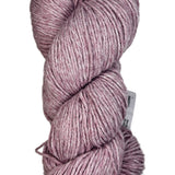 A skein of Berroco Vintage Worsted yarn color color Rose quartz pink