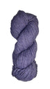 A skein of Berroco Vintage Wool Yarn in the color light heathered purple