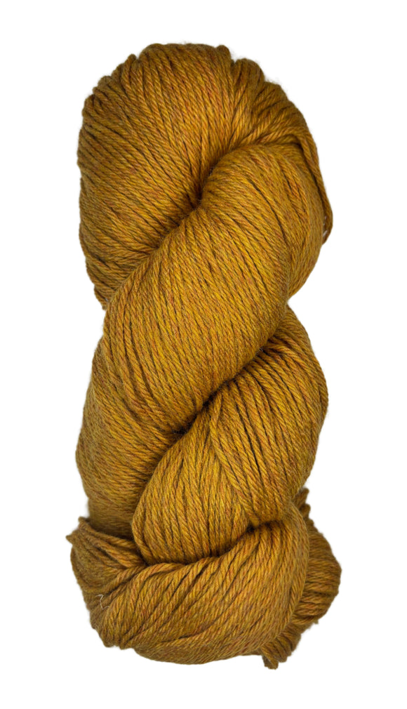 A skein of Berroco Vintage Worsted yarn color Orange Marmalade 