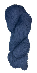 A skein of Berroco Vintage Worsted yarn color navy blue