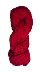 A skein of Berroco Vintage Wool Yarn in the color red