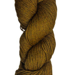 A skein of Berroco Vintage Wool Yarn in the color caramel brown