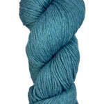 A skein of Berroco Vintage Worsted yarn color breezeway blue