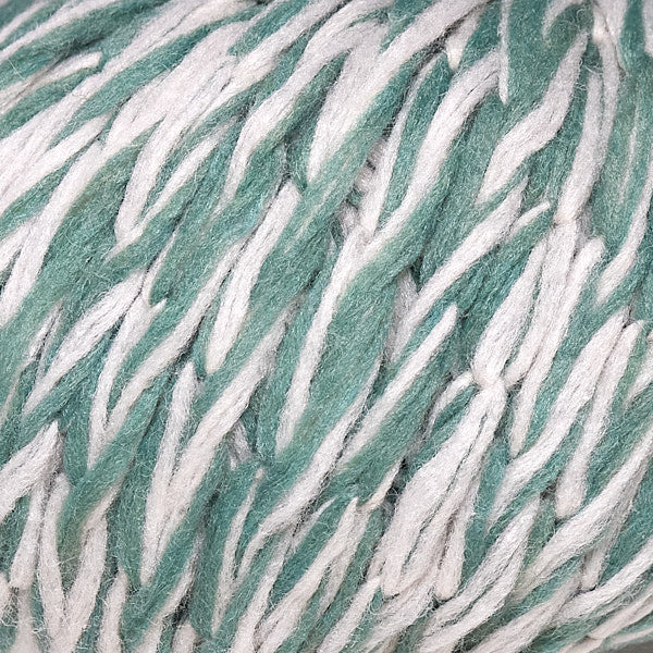 ball of berroco bestie yarn color teal and white