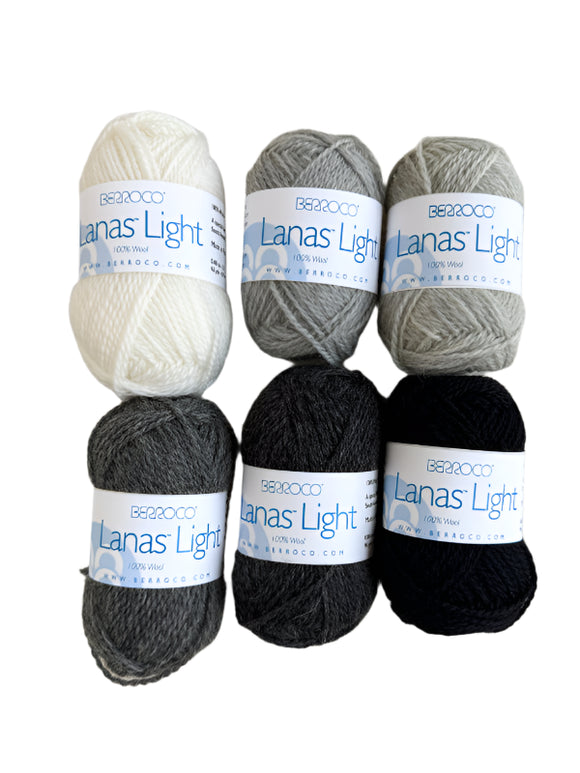 Lanas Light mini pack of yarn in monochrome colors