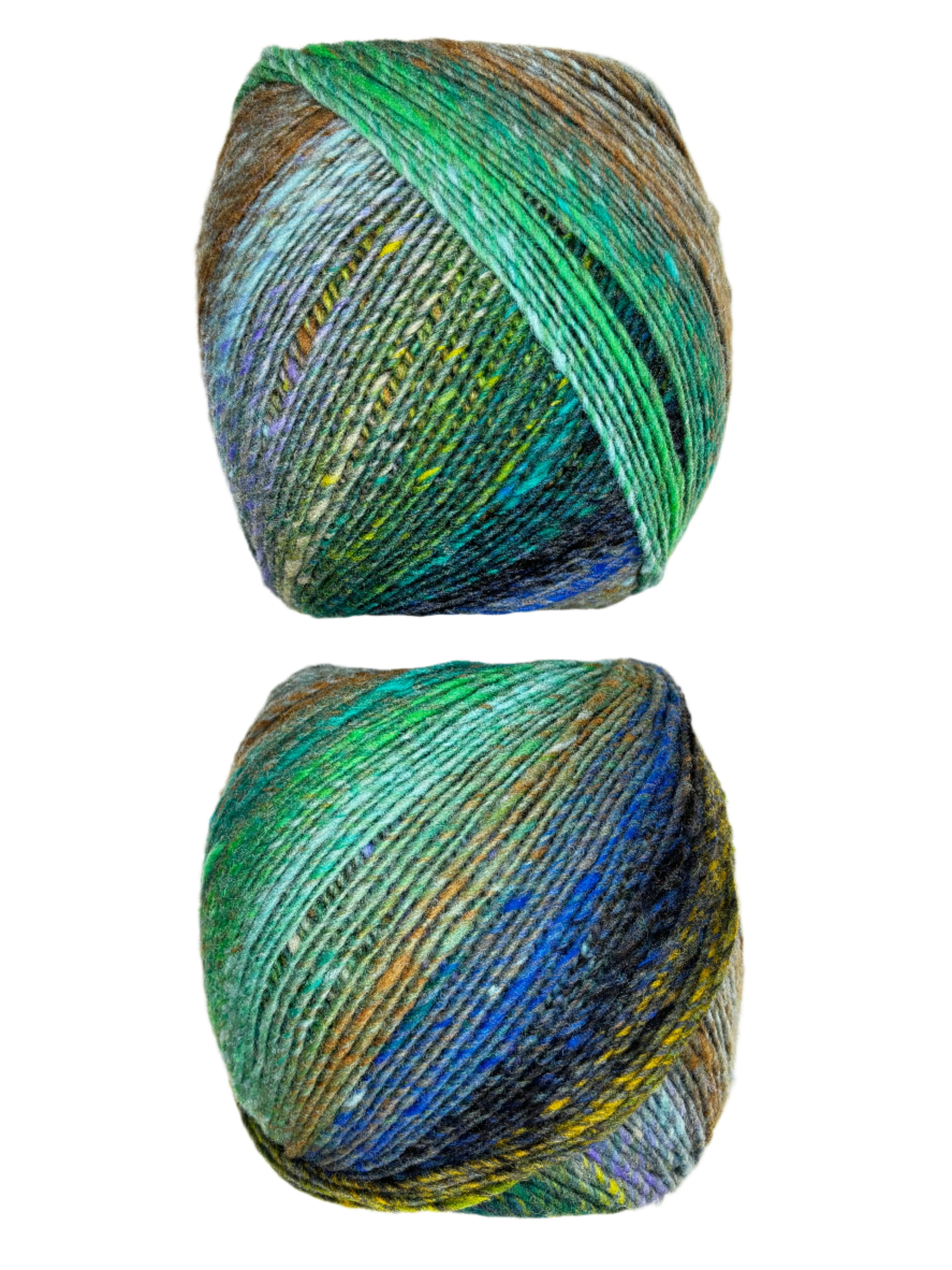 blue green brown black yellow ball of yarn 