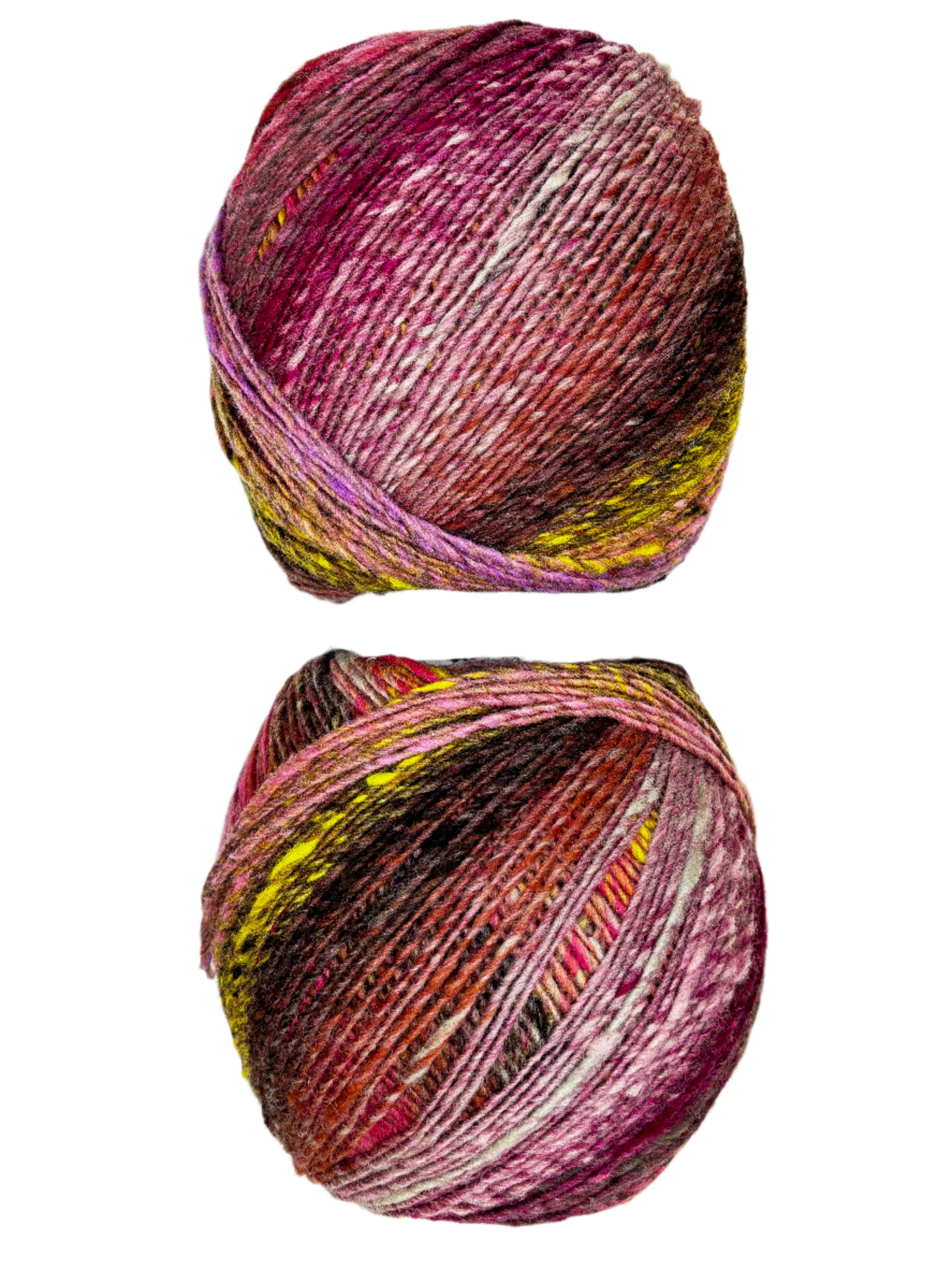 pink white brown yellow ball of yarn 