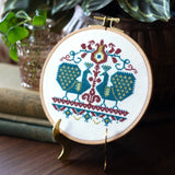 Vlachernai Peacocks - Cross stitch hoop kit from Avlea Folk Embroidery