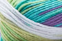 Detailed image of Universal Yarn Maman Acrylic Yarn in the colors teal white green purple