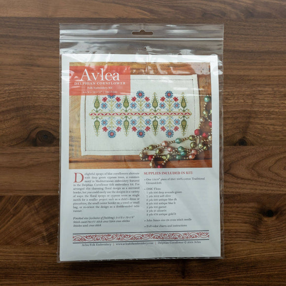 Avlea Folk Embroidery - Delphian Cornflower cross stitch kit