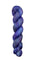 A skein of hand-dyed fingering/sock yarn color grey blue purple speckles