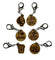 Wooden stitch markers with engraved detail of coffee related things