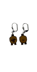 Wooden stitch markers with engraved detail of a sheep facing front and back