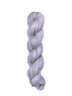 Skein of superkid mohair silk lace weight yarn color grey white