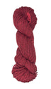 Red skein of wool yarn on a white background