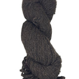Dark brown skein of yarn on a white background