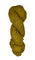 Ball of mustard yellow wool yarn on a white background