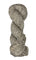 Coiled skein of gray wool yarn on a white background