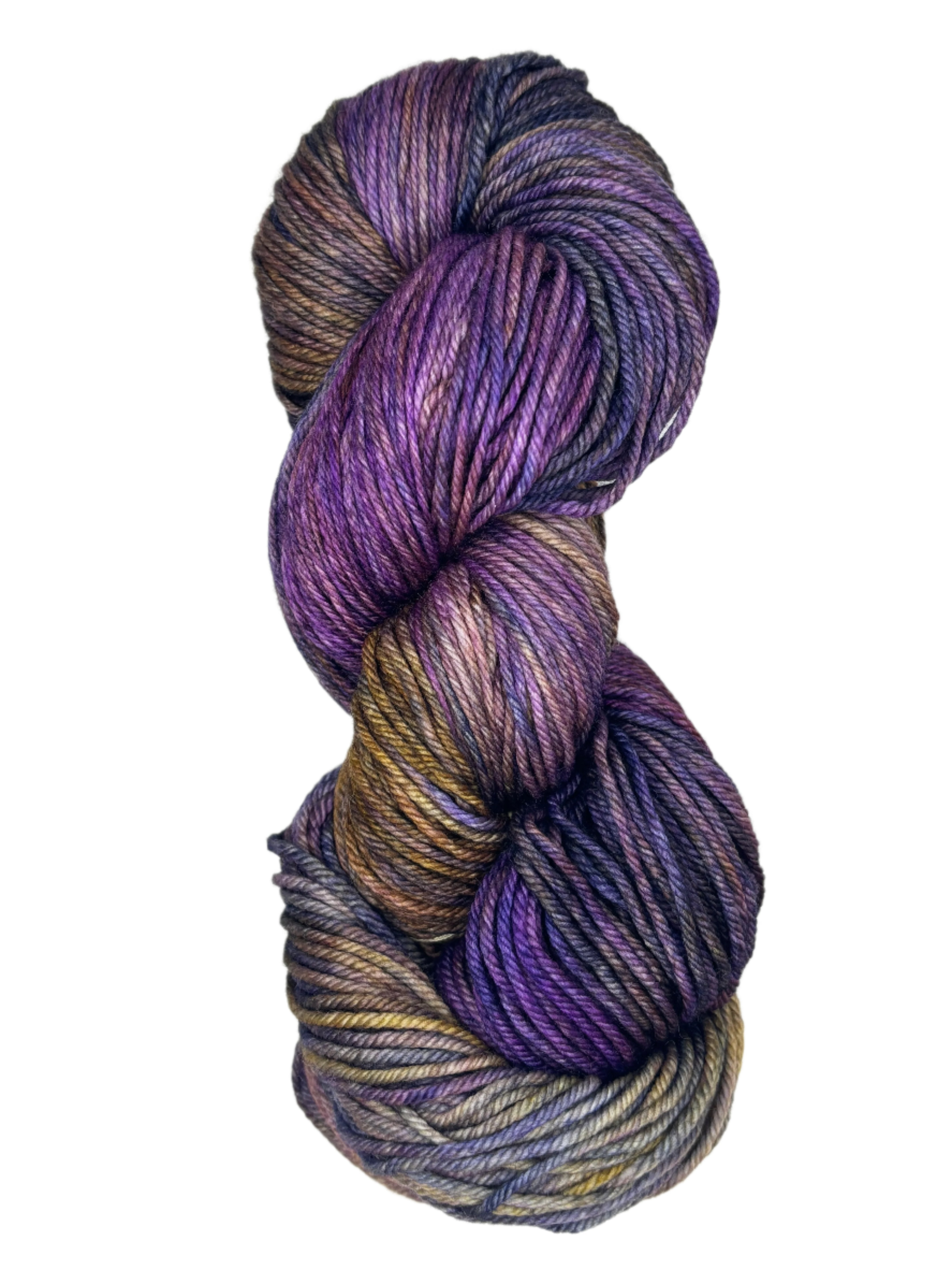 Purple and brown skein of yarn 