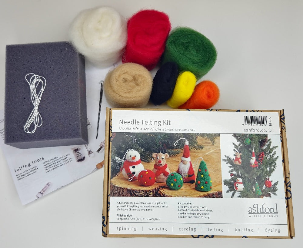 Ashford Needle Felting Kit Set of Christmas Ornaments