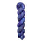 A skein of hand-dyed fingering/sock yarn color grey blue purple speckles