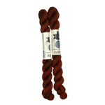 Mini Skeins of Hand Dyed yarn in the color auburn