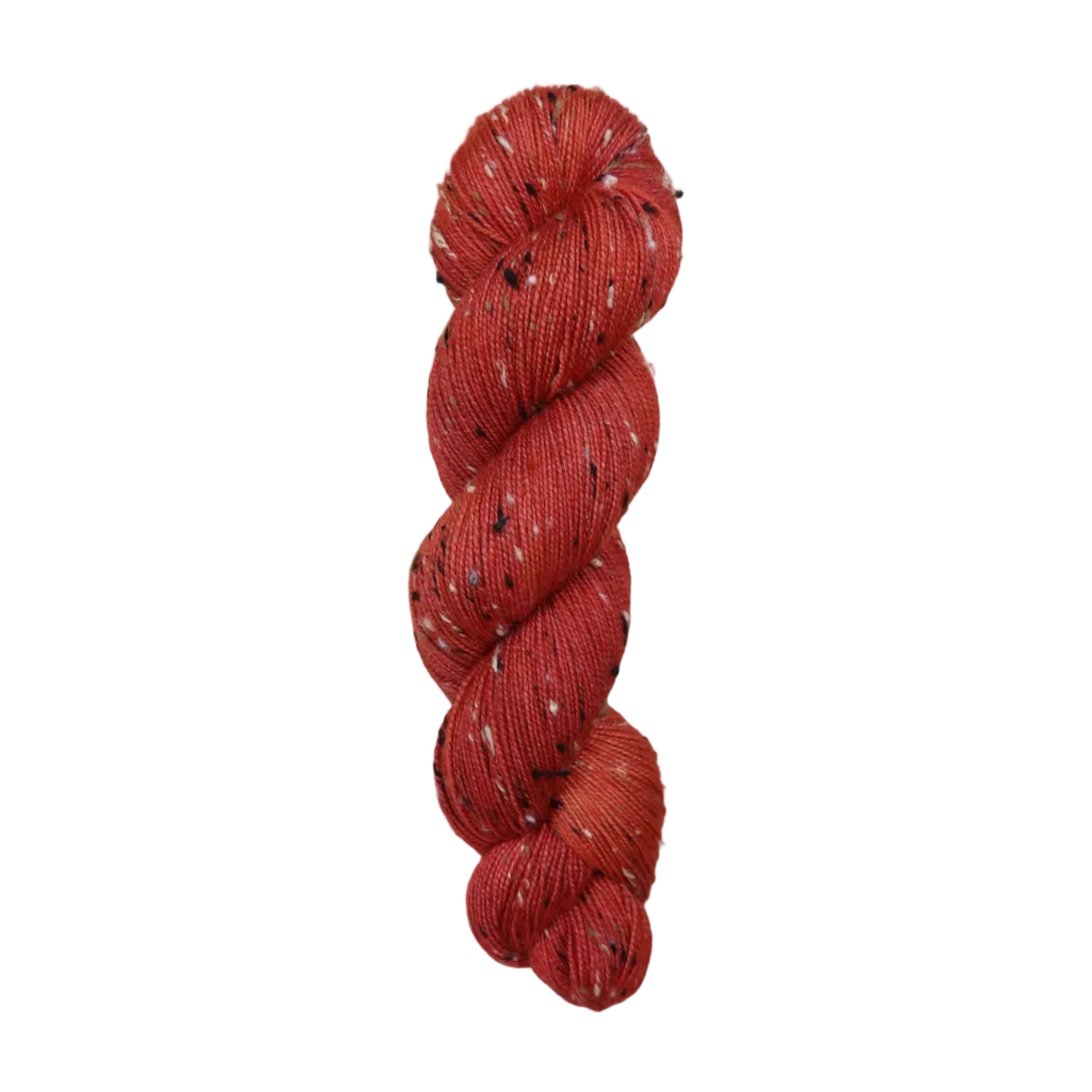 Red yarn with black and white specks