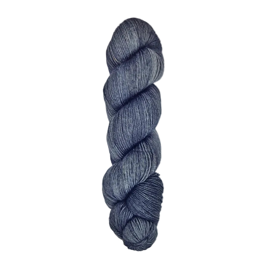 A skein of hand-dyed fingering/sock yarn color black